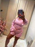 Pink Cargo Shorts Co-ord