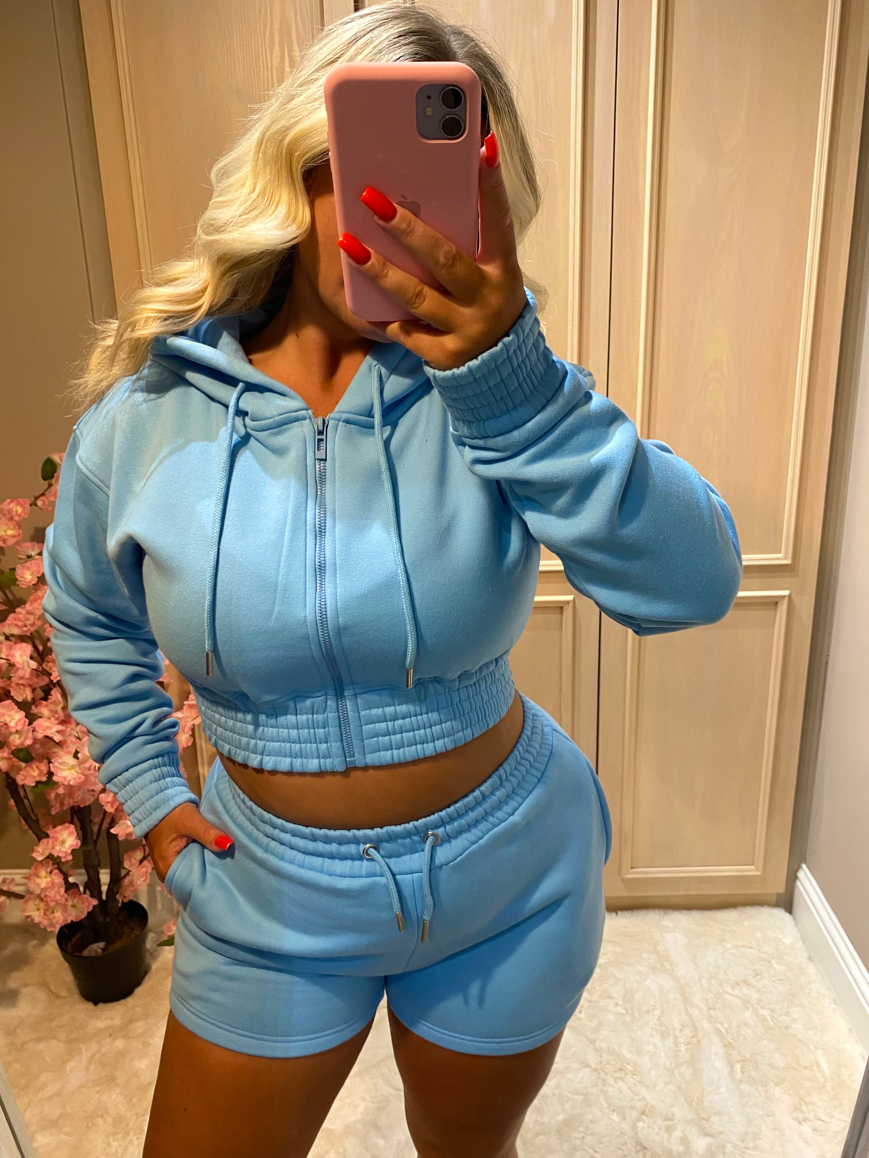 Sky Blue Cropped Co-ord