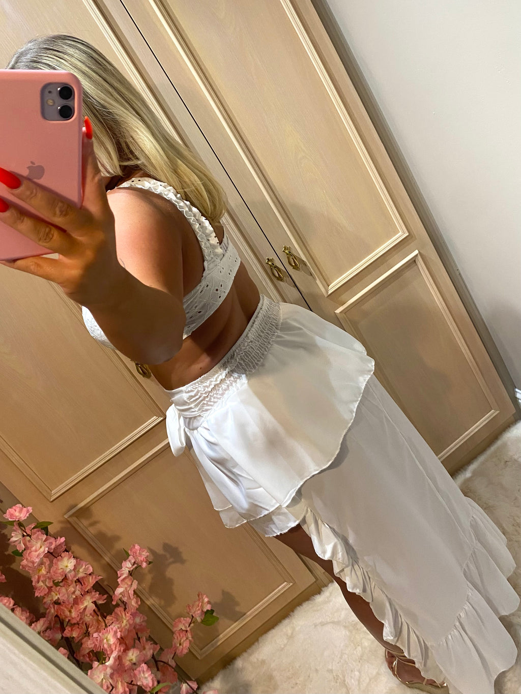 White High/Low Skirt Co-ord