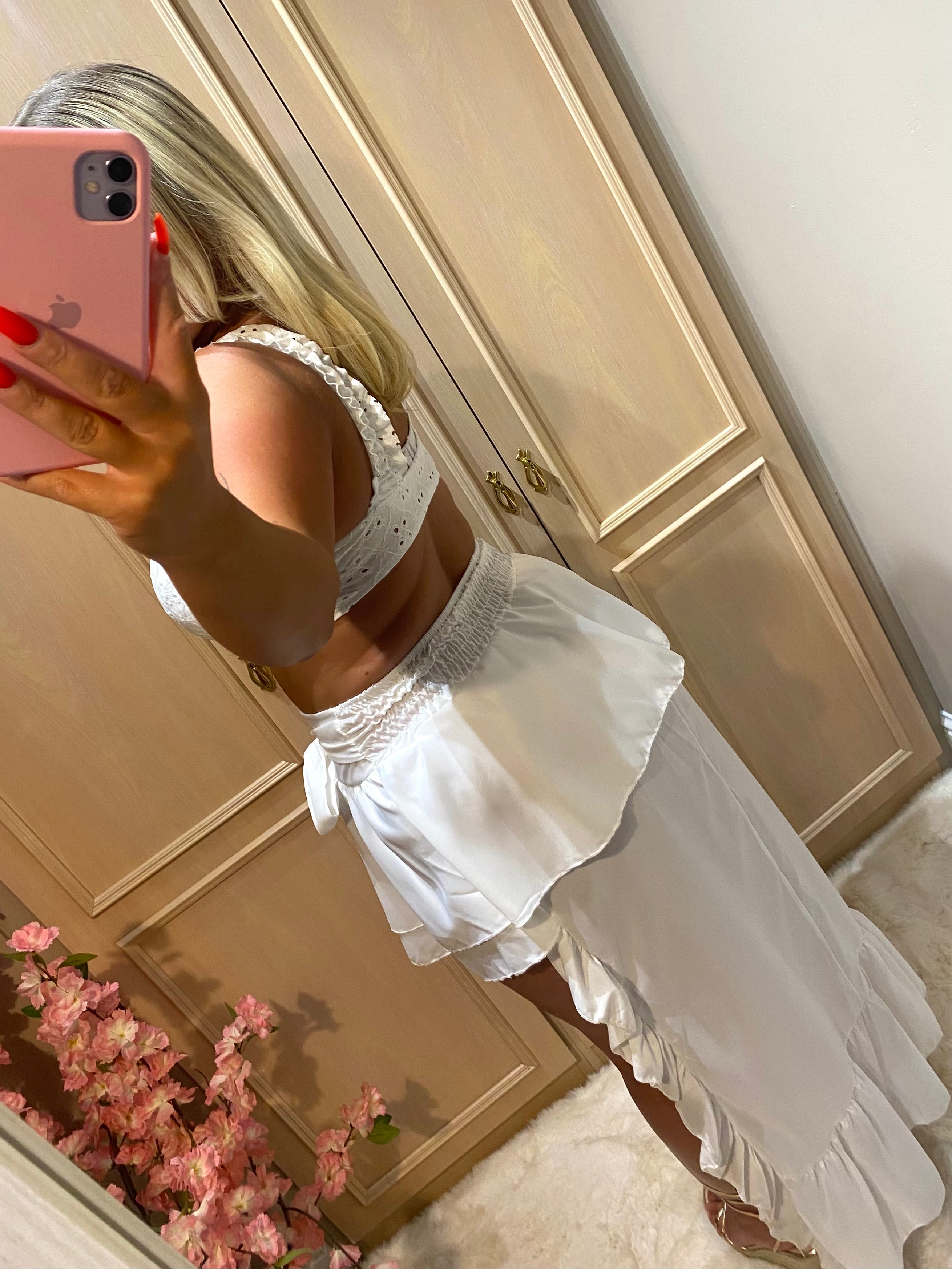White High/Low Skirt Co-ord