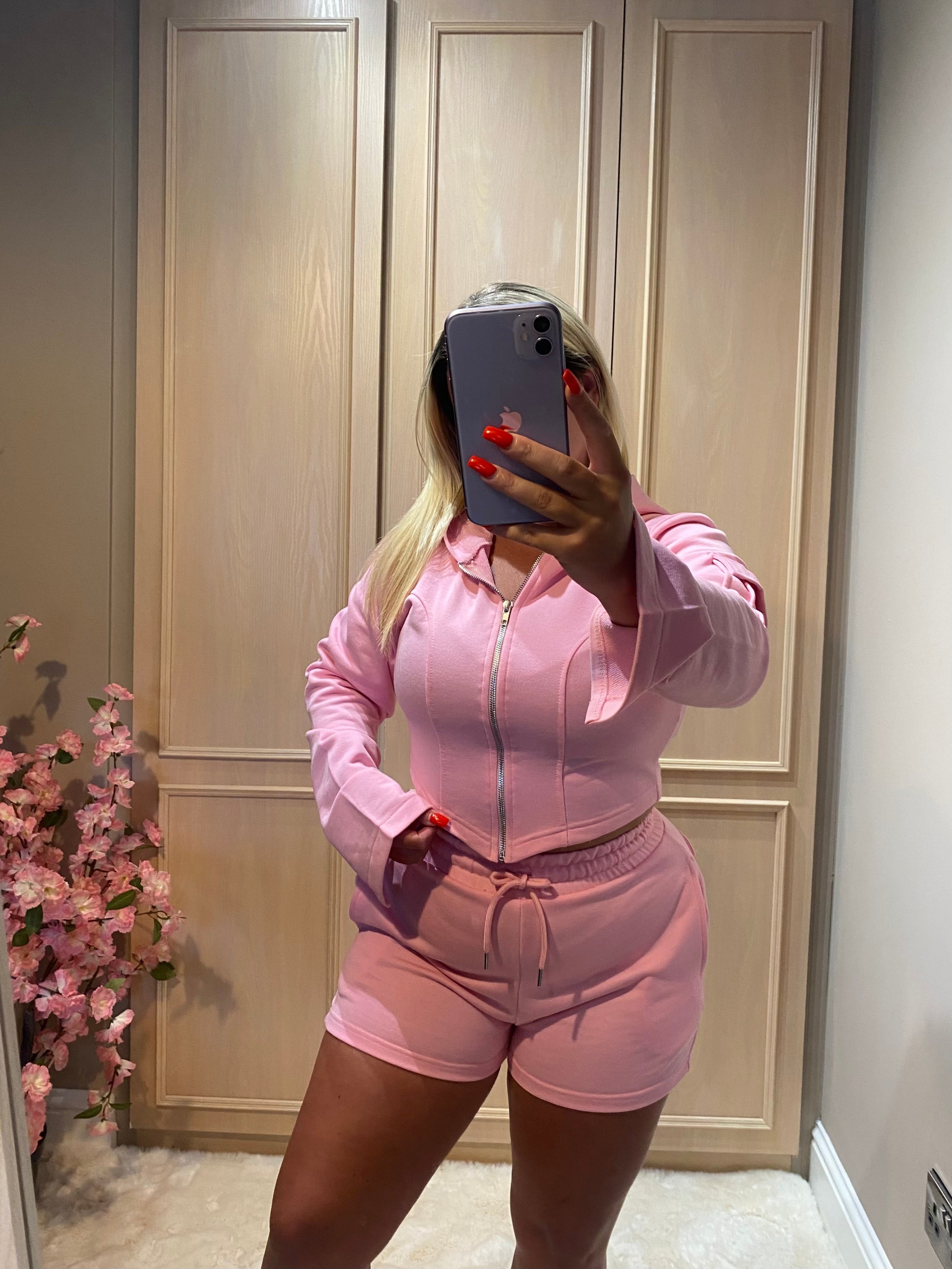 Pink Cargo Shorts Co-ord