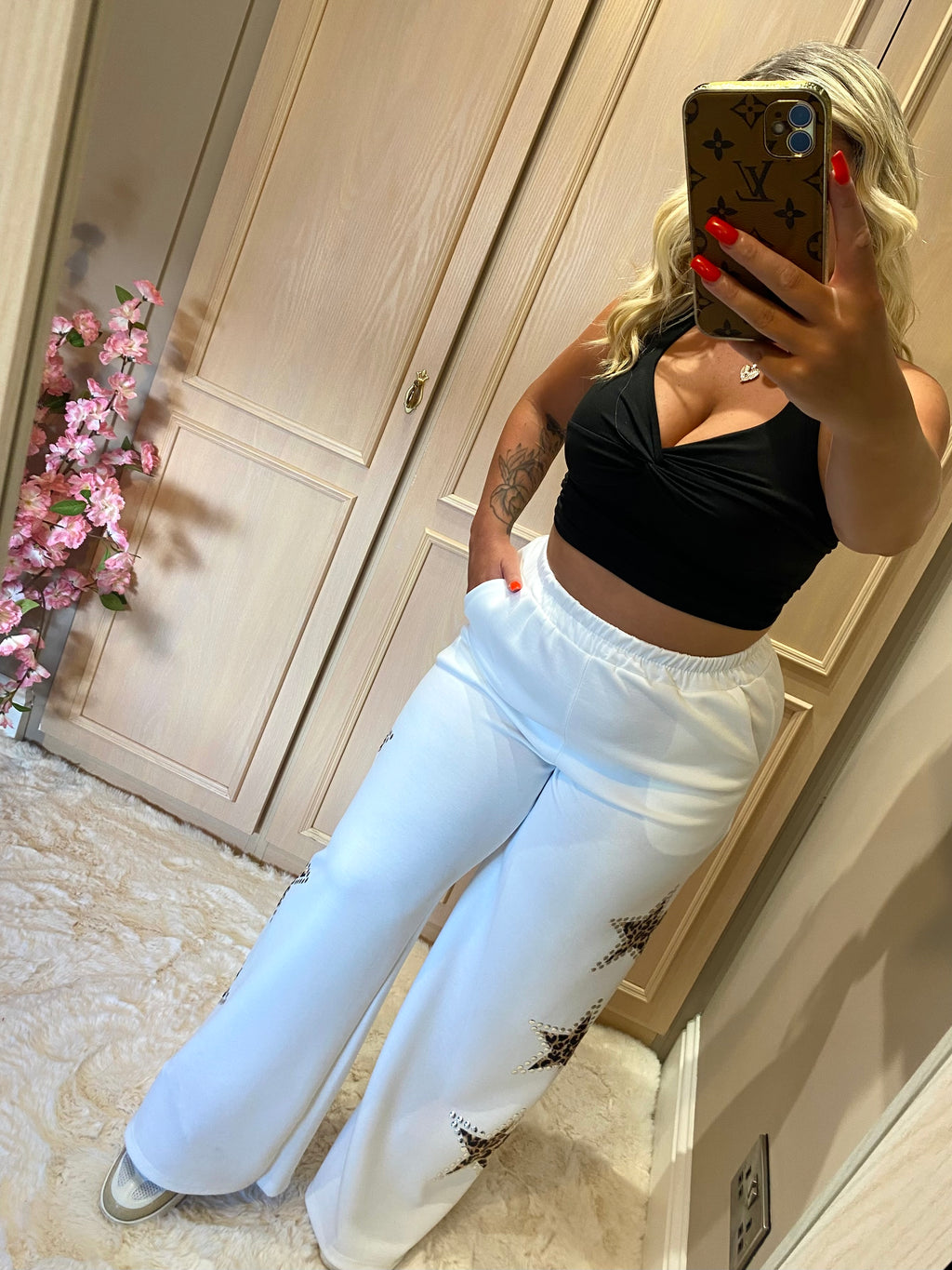 Cream Leopard Star Joggers