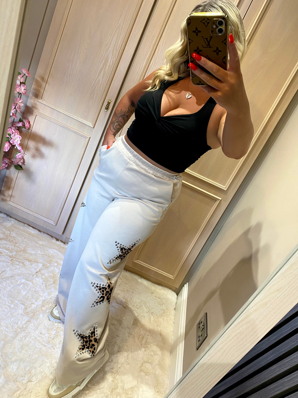 Beige Leopard Star Joggers