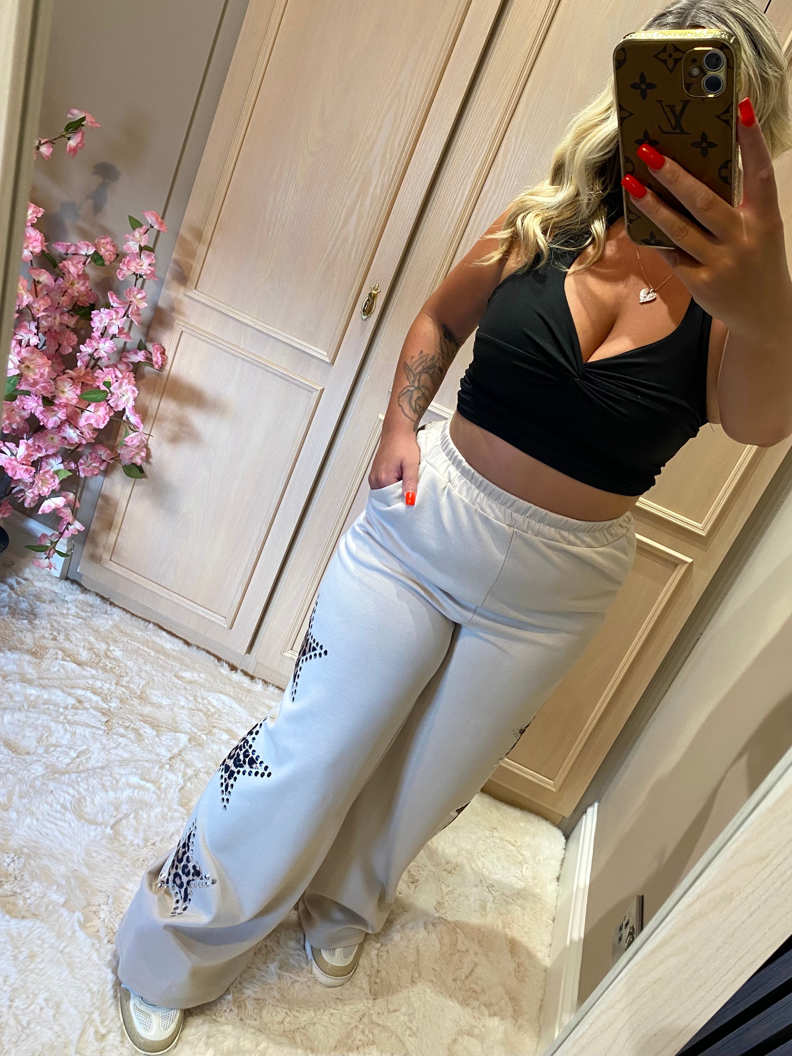 Beige Leopard Star Joggers